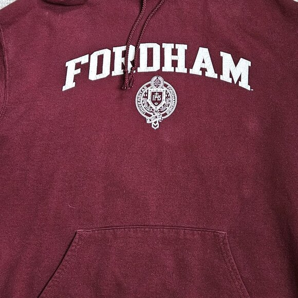 Fordham University Champion Hoodie Sweatshirt Large L - Maroon Red Collegiate - Picture 7 of 8